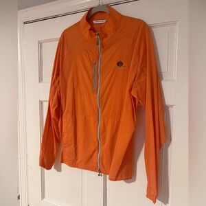 Peter Millar Hyperlight Gust Windbreaker Mid Pines Logo Orange Full-Zip Jacket